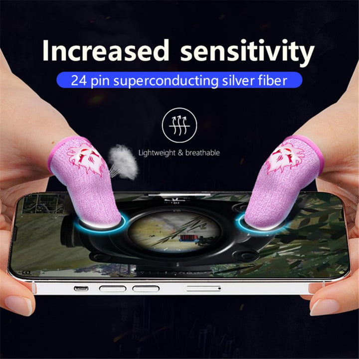 1Pair Finger Sleeve For PUBG Mobile Game Finger Cover Breathable Game Controller Touch Screen Luminous Gaming Thumb Gloves - ShopLess